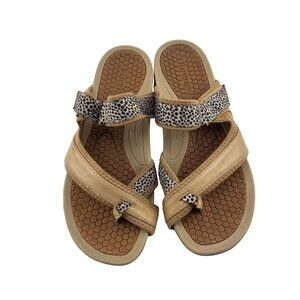BareTraps Jacey Strappy Black Tan Cheetah Print DENNI Comfort Sandals Size 8m